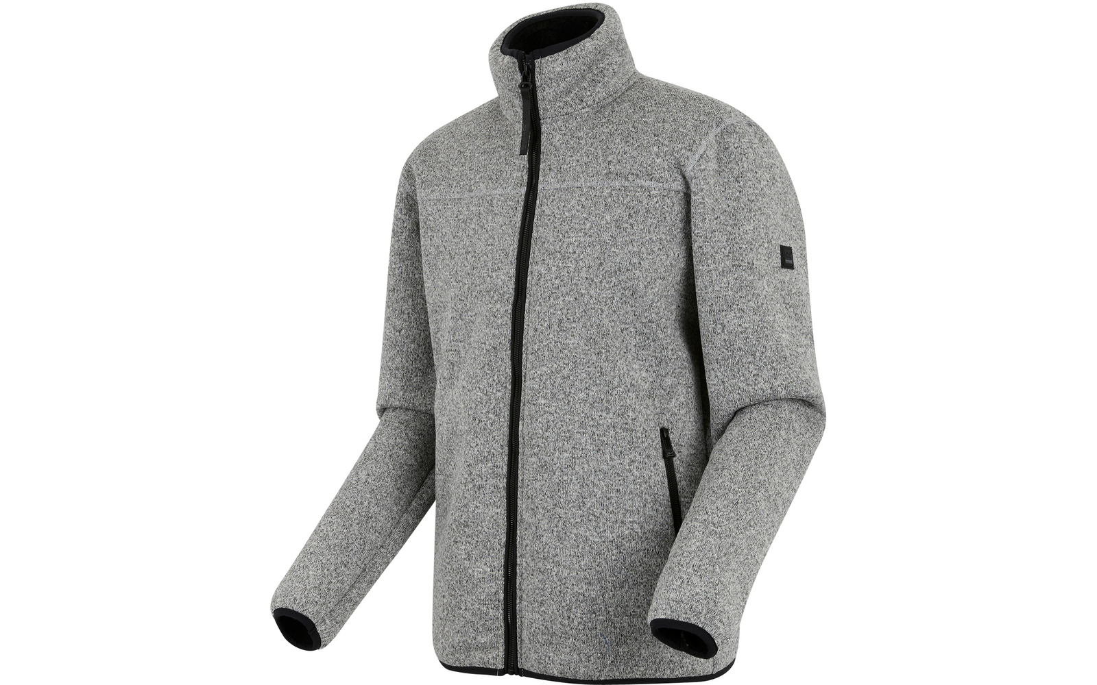 Hellgraue Fleecejacke mit Reißverschluss und Stehkragen