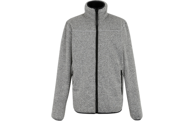 Graue Fleecejacke mit schwarzem Reißverschluss