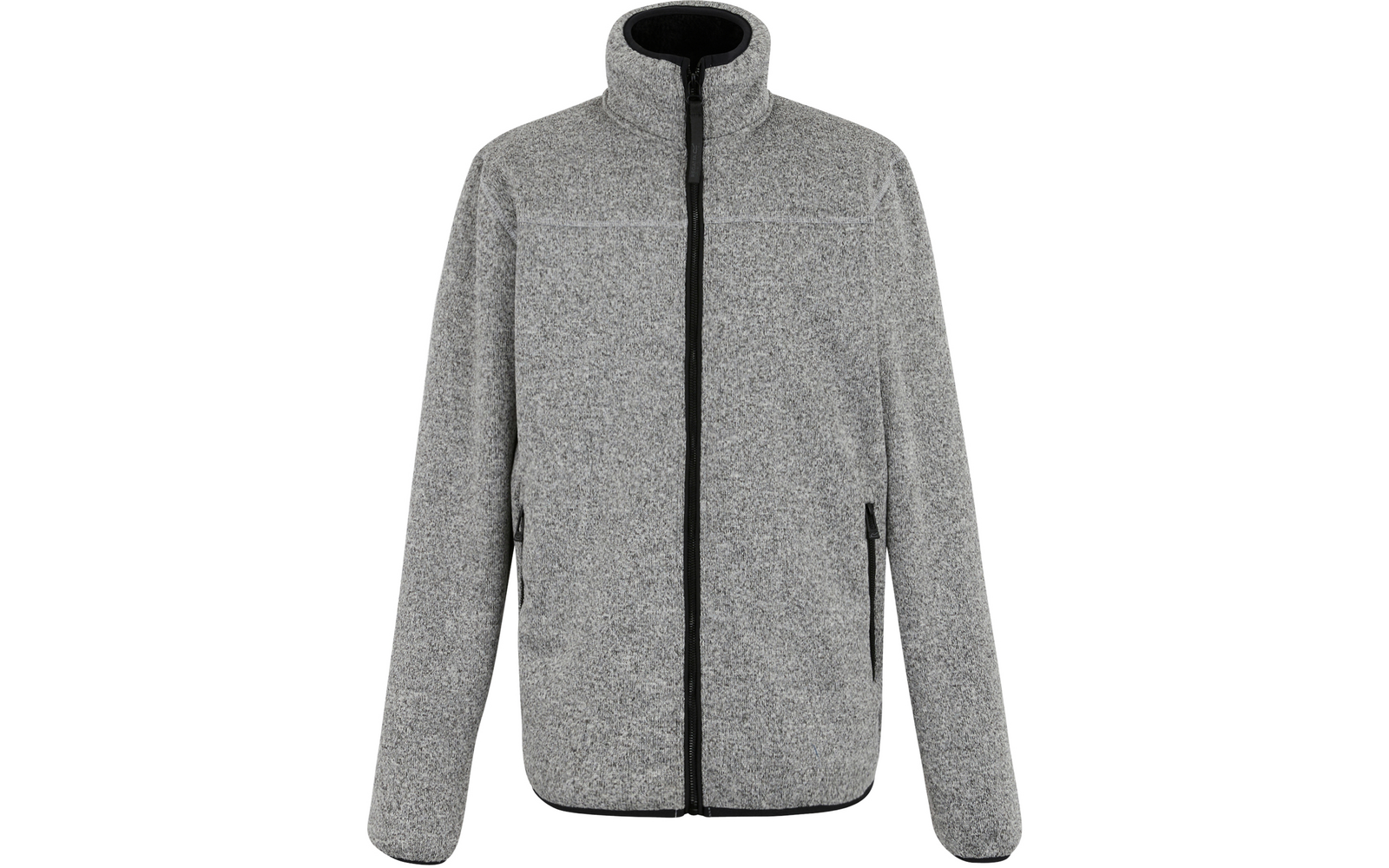 Graue Fleecejacke mit schwarzem Reißverschluss