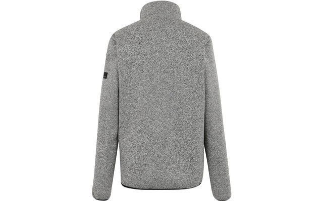 Grauer Pullover mit Stehkragen von hinten