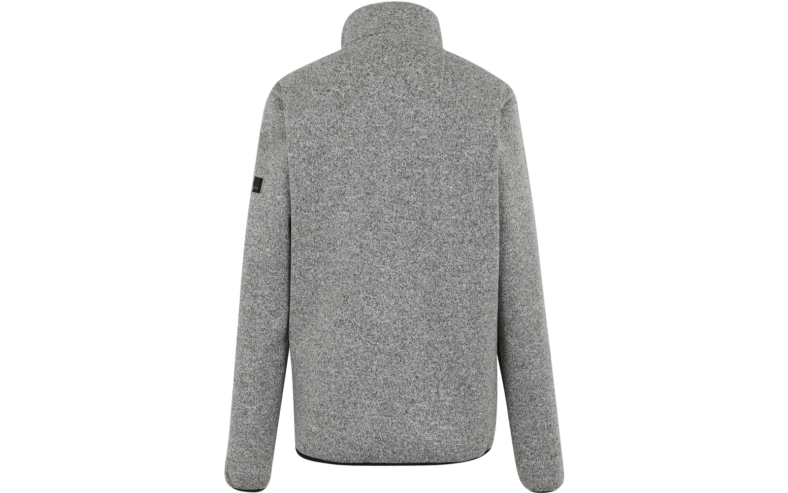 Grauer Pullover mit Stehkragen von hinten
