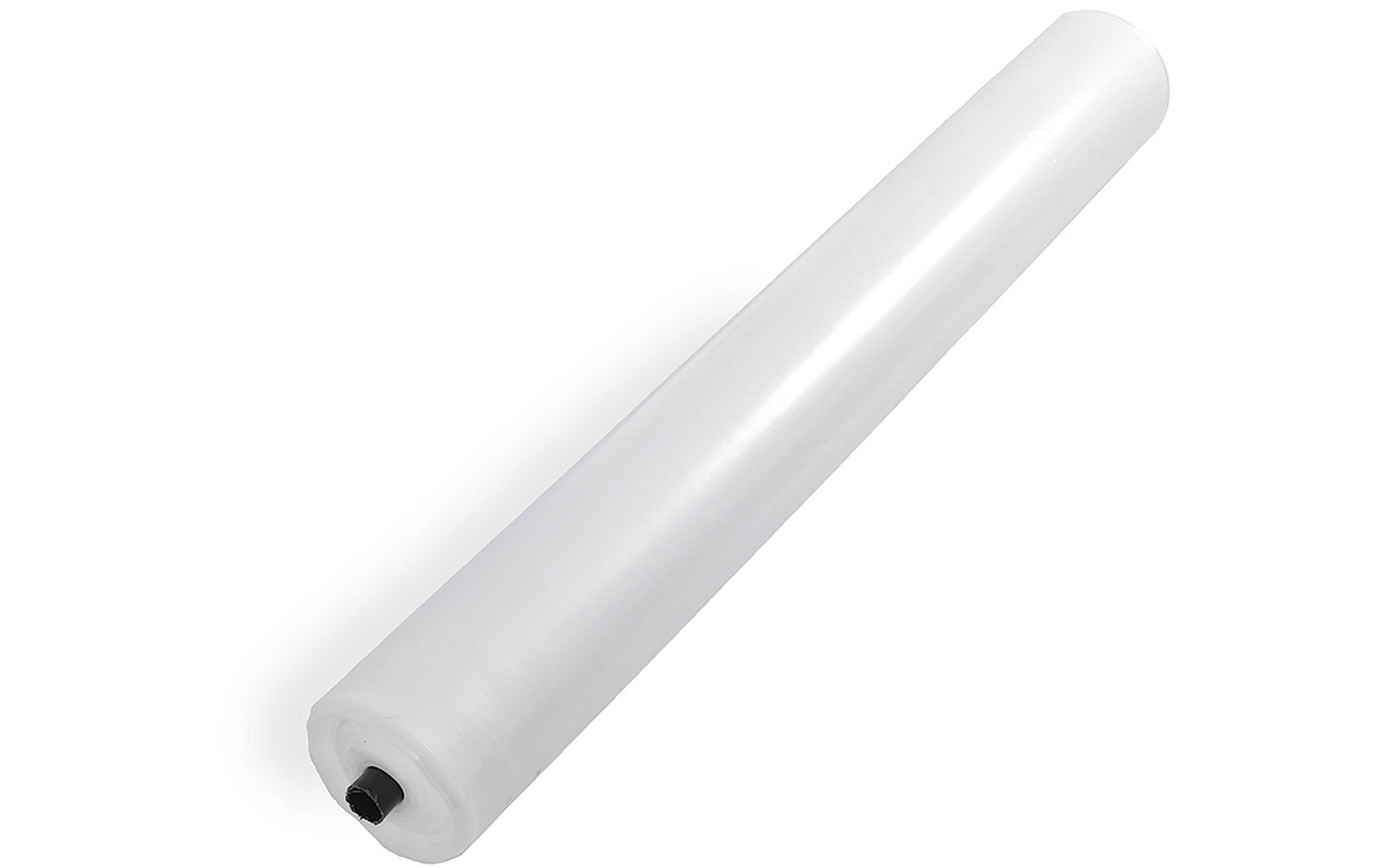 Witte cilindrische rol met zwart uiteinde op een witte achtergrond
