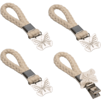 Metaltex T&uuml;cherclips 4er-Set mit Baumwollseil und Metallclip f&uuml;r Handt&uuml;cher und Geschirrt&uuml;cher