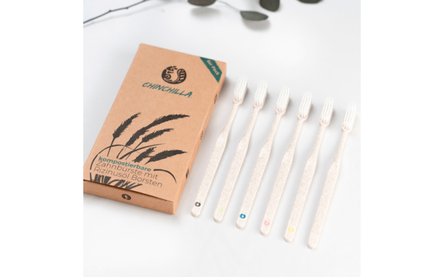 Chinchilla toothbrushes biodegradable 6 pieces