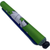 Groene en blauwe pen met een afbeelding van een wit dier erop