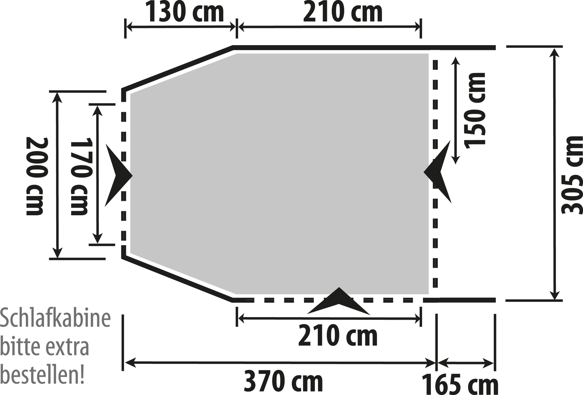 Reimo Vertic achtertent voor minicamper, 135 x 100 cm
