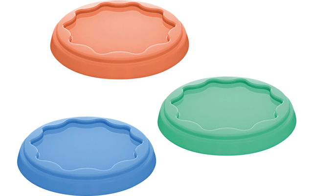 Product afbeelding Koziol FRESH vershouddeksel tr. koraal/diepblauw/zachtgrijs - 3-delige set 1