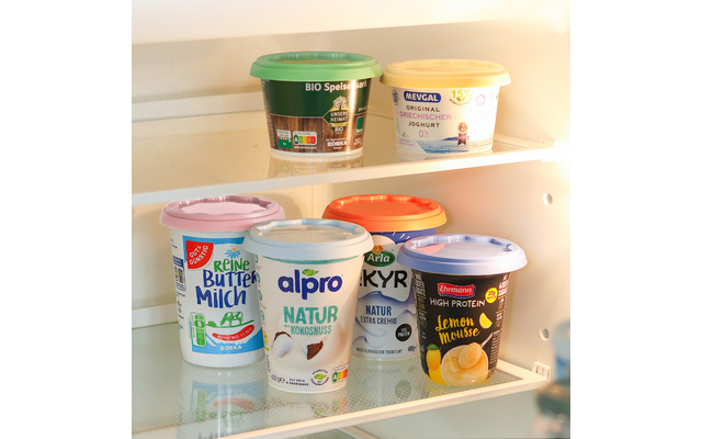 Product afbeelding Koziol FRESH vershouddeksel tr. koraal/diepblauw/zachtgrijs - 3-delige set 1