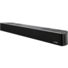 Schwarze Soundbar mit sichtbarem Lautsprechergitter, mit silberner Oberseite und 'Avtex'-Logo rechts