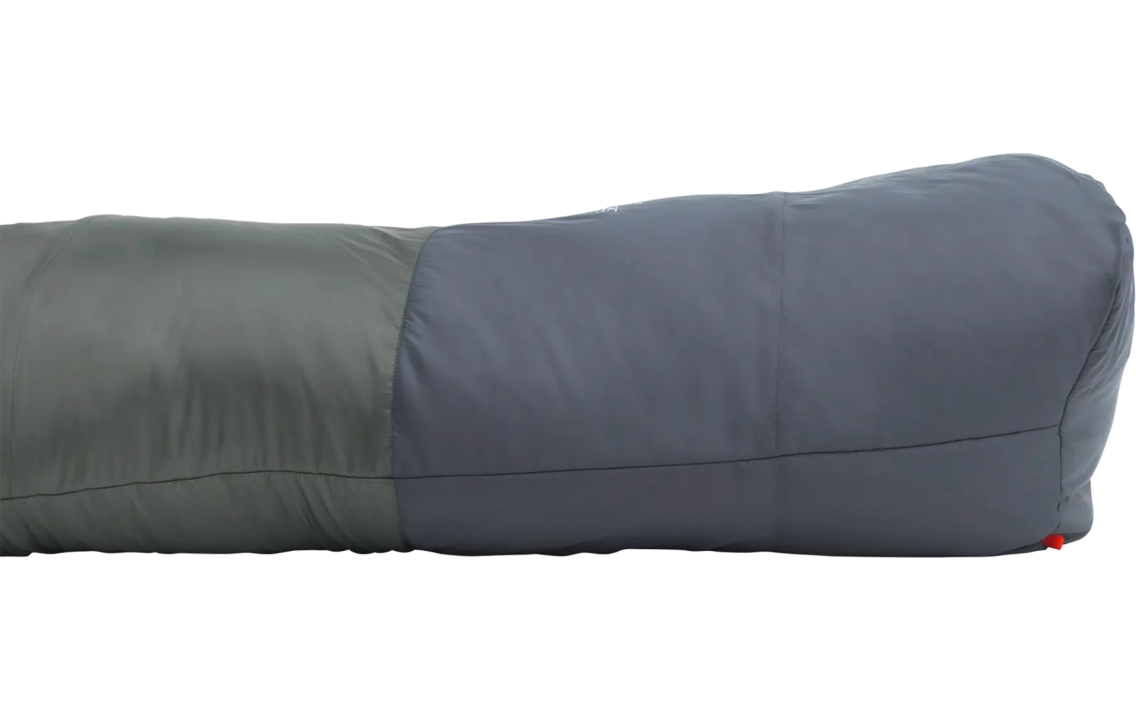 Gewatteerde slaapmat in grijs- en groentinten op een witte achtergrond