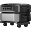 Kompakte schwarze und silberne mobile Powerstation auf Rollen