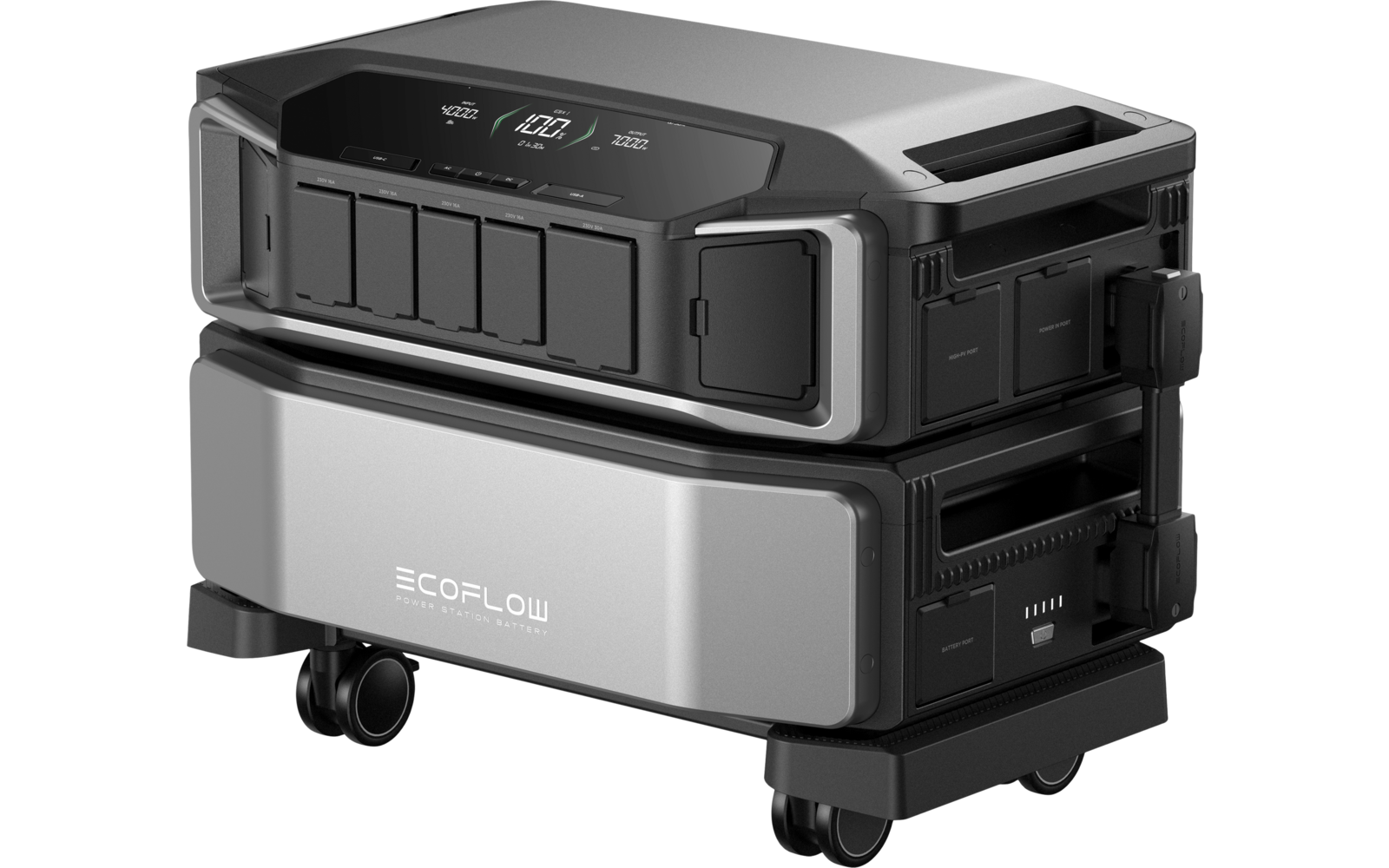 Station d'énergie solaire portable avec plusieurs ports et roues