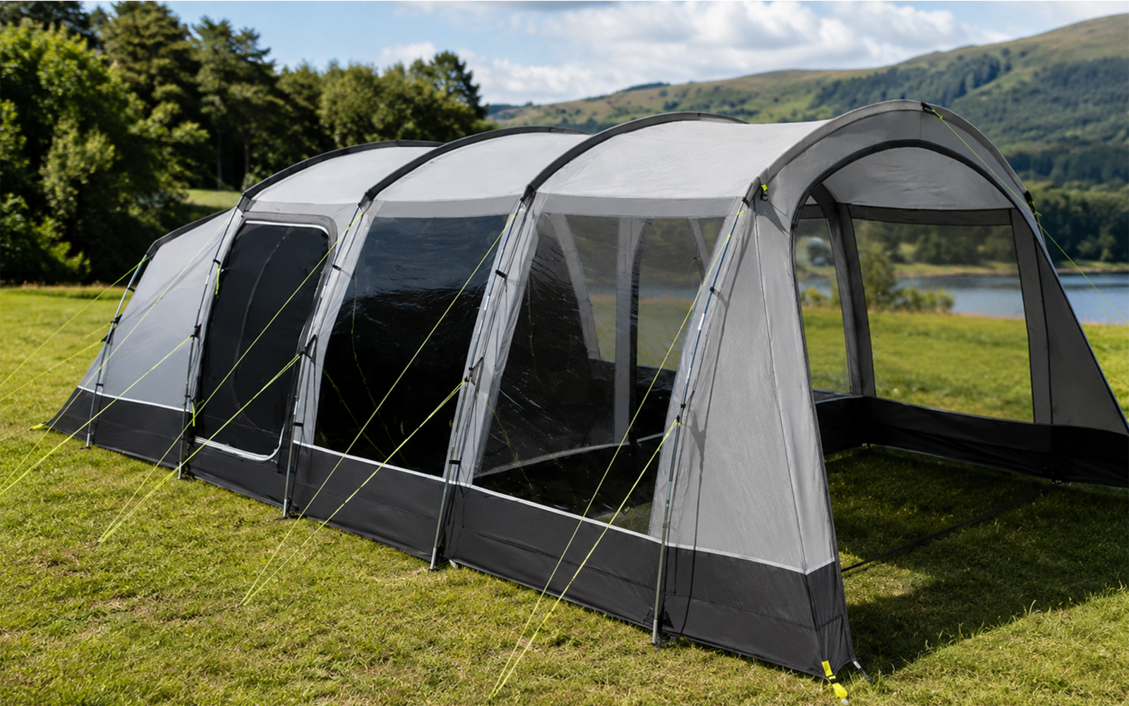 football blue tent SAYOK 16.7FT Inflatable Tunnel Sport Tunnel Entrance W/Blower hide-me-1 color:Desert Red KingCamp KHAN 340GSM TC