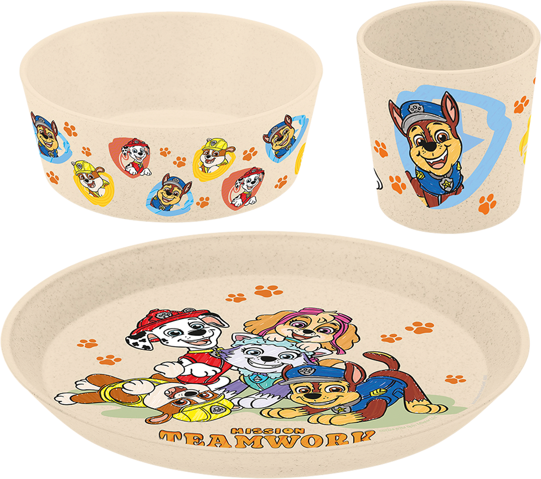 Koziol CONNECT PAW PATROL Kindergeschirr-Set – 3-teilig (Teller, Schale, Becher), Blau, Bruchsicher