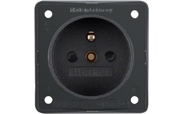 Berker socket outlet France - anthracite matt