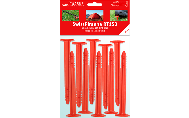 Swiss Piranha RT150 Picchetto per tenda rosso 15 cm Set di 10