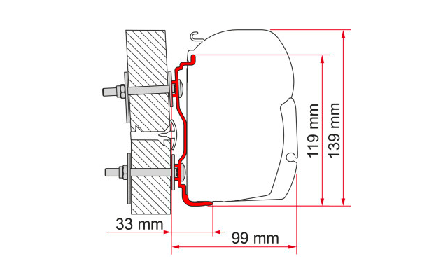 Fiamma Hymer from 2016 awning adapter for Fiamma F45 400 cm