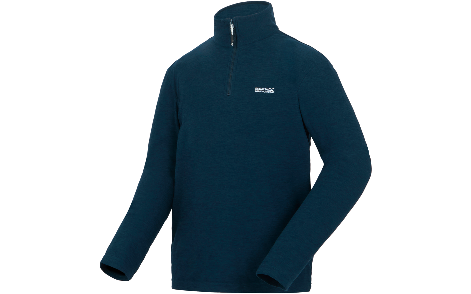 Dunkelblauer Pullover mit halbem Reißverschluss und langem Arm