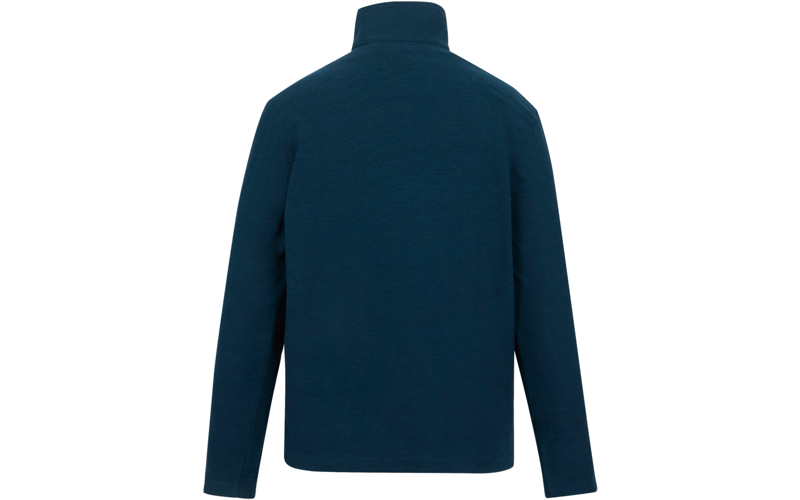 Rückansicht eines dunkelblauen Sweatshirts mit Stehkragen