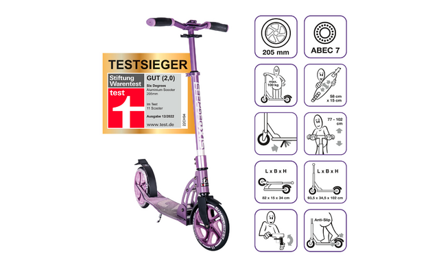 Six Degrees Scooter pliable en aluminium violet