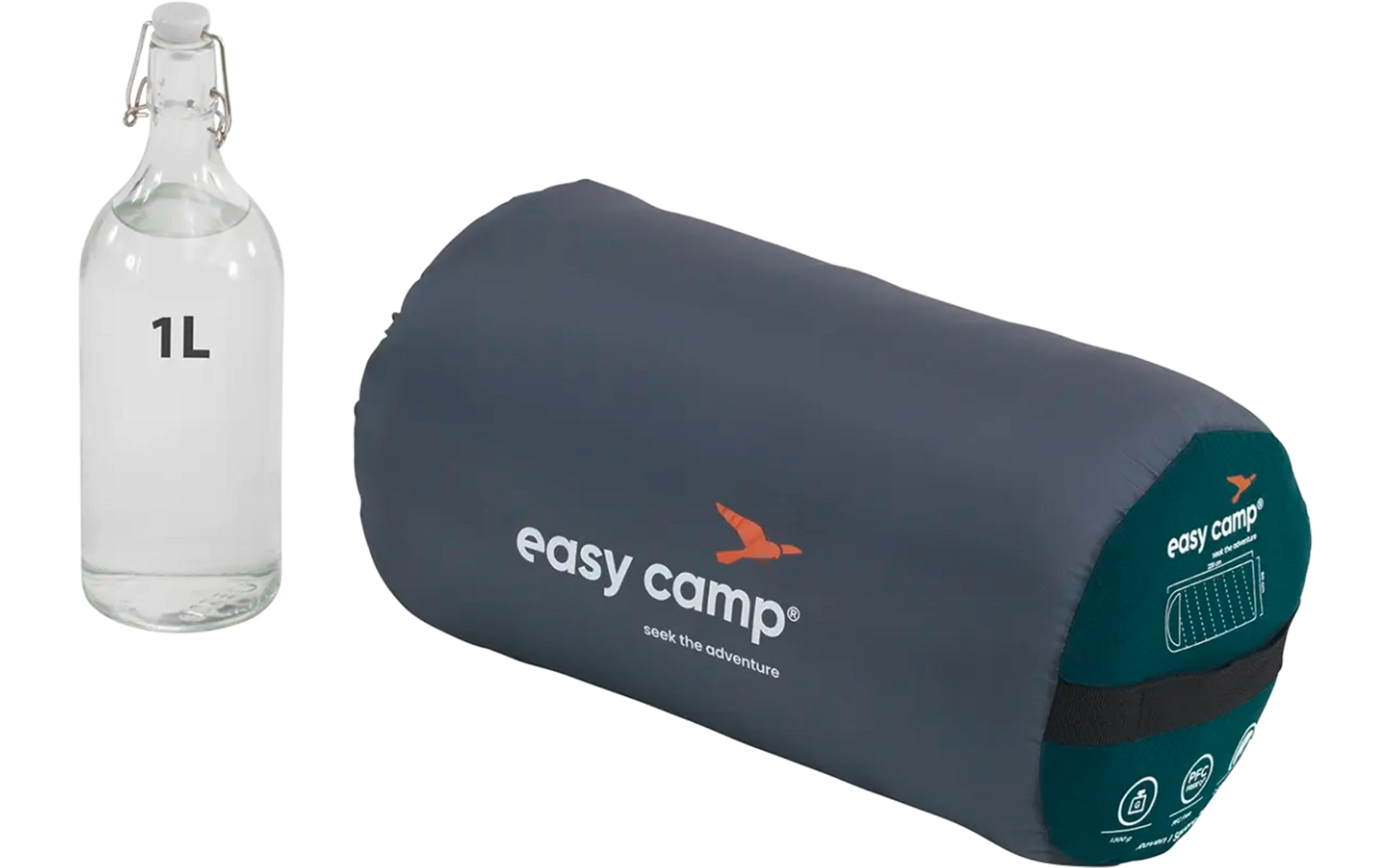 Eine Ampulle und ein blauer Inhalator mit orangefarbenem Knopf