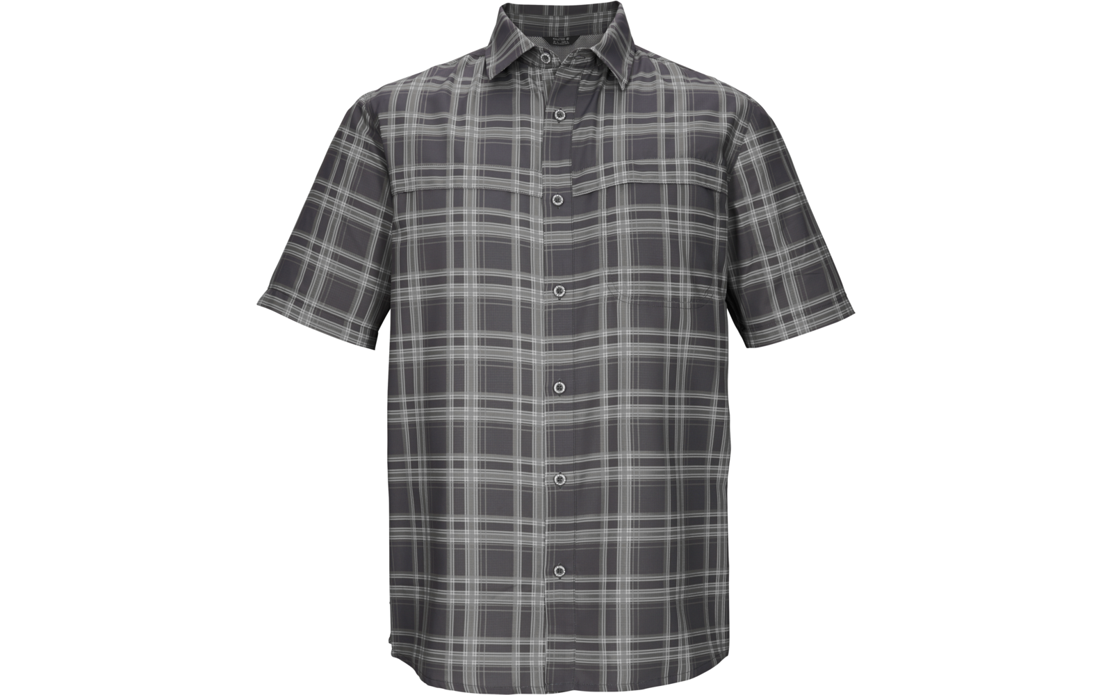 Kurzärmeliges Hemd mit Kragen, durchgehender Knopfleiste und grauem-weißem Karomuster