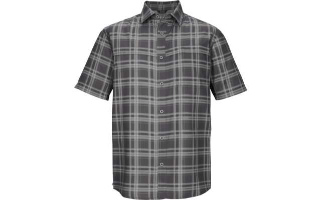 Kurzärmeliges Hemd mit Kragen, durchgehender Knopfleiste und grauem-weißem Karomuster