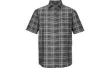 Kurzärmeliges Hemd mit Kragen, durchgehender Knopfleiste und grauem-weißem Karomuster