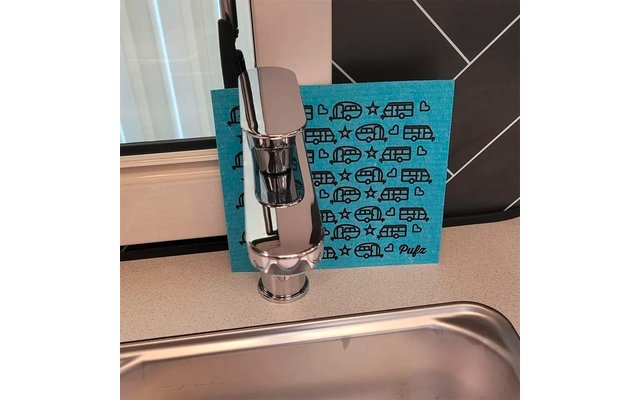 Produktbild Pufz Schwedisches Sp&uuml;ltuch mit Wohnwagenmotiv 17 x 20 cm 1