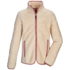 Beige Fleecejacke mit Reißverschluss und roten Details