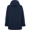 Dunkelblaue Winterjacke mit Kapuze von hinten