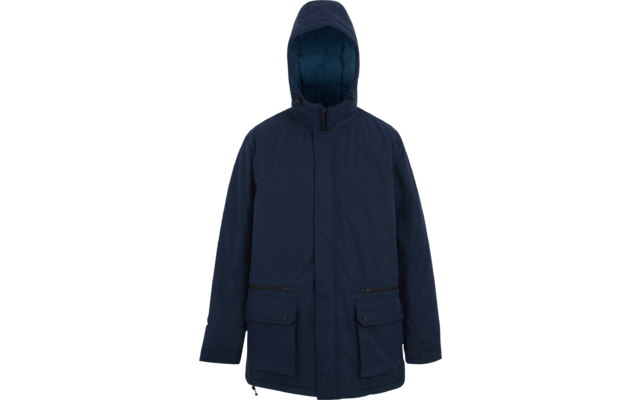 Dunkelblaue Kapuzenjacke mit zwei Taschen vorne