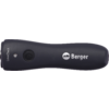 Schwarzes, längliches Gerät mit abgerundeten Kanten, runder Taste, kleiner LED sowie weißem 'Berger'-Logo und Schriftzug 'LevelCheck'