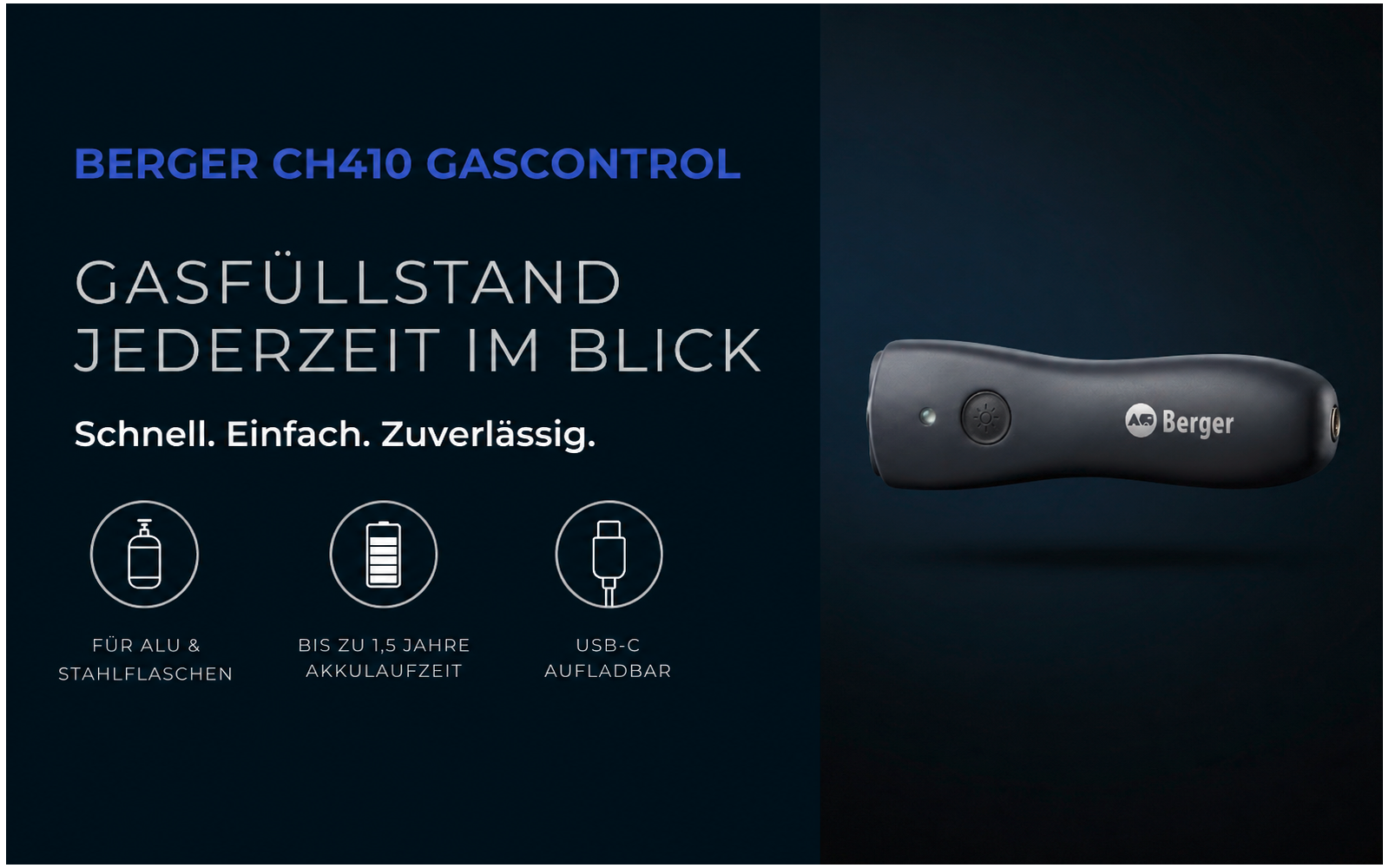 Produktbild Berger CH410 Gascontrol F&uuml;llstandsmesser f&uuml;r Alu- und Stahl-Gasflaschen 1