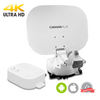 White surveillance camera with wall mount and a white control box with LED indicators, below are various symbols
