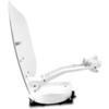 Side view of a white foldable wall-mounted shower seat with folding mechanism
