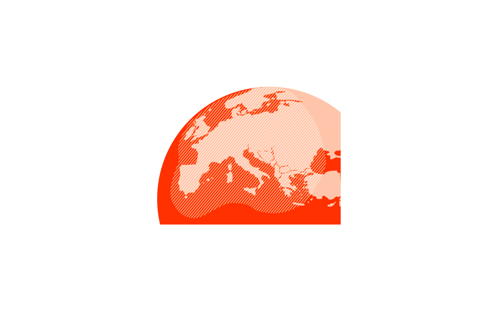 Red globe on white background showing Europe