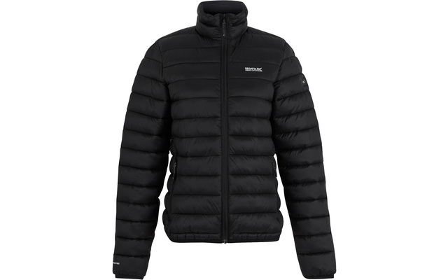 Schwarze Daunenjacke mit Reißverschluss und Stehkragen