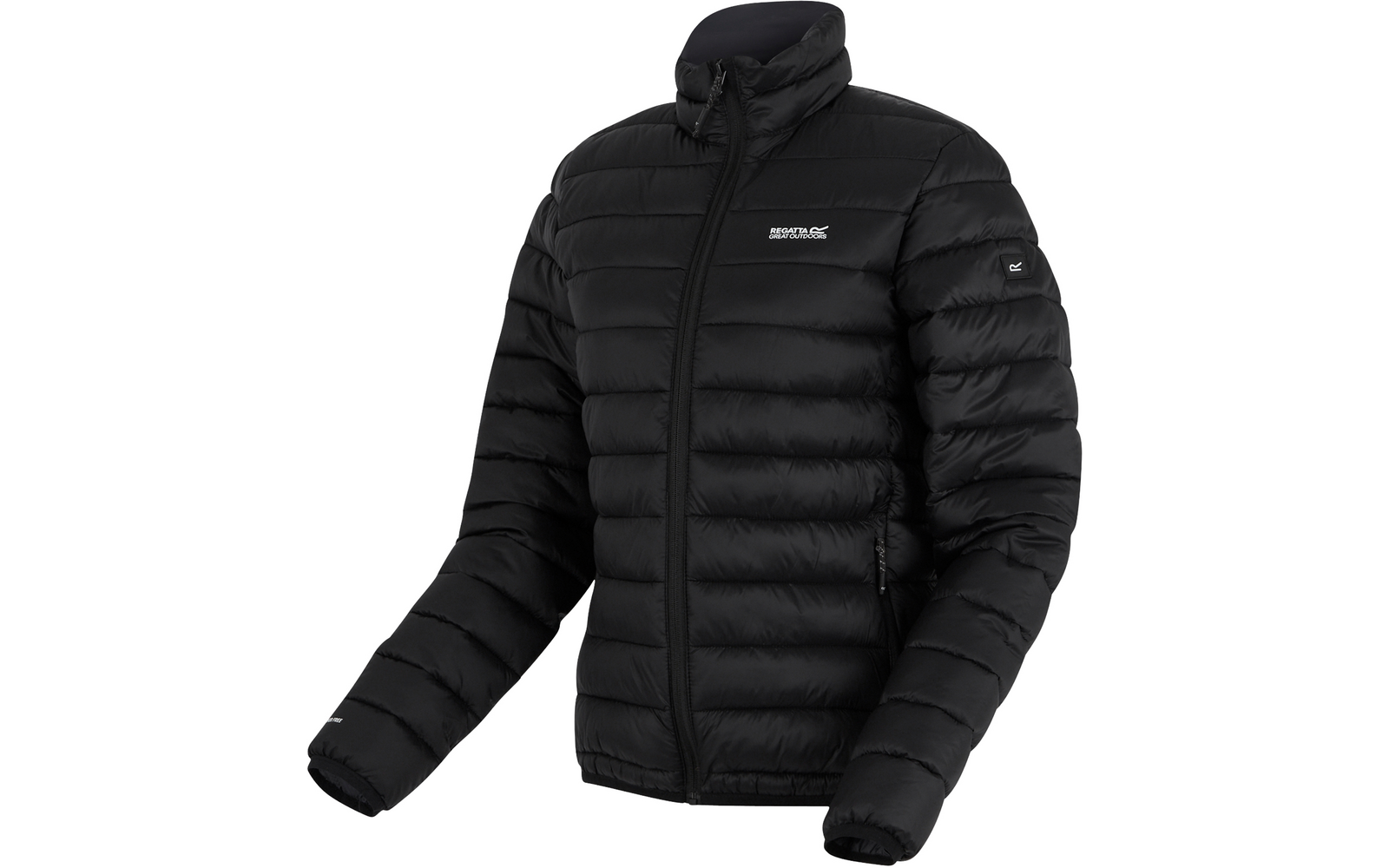 Schwarze gesteppte Jacke mit Stehkragen