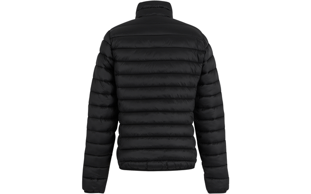 Schwarze Steppjacke von hinten, mit Steppmuster und Stehkragen
