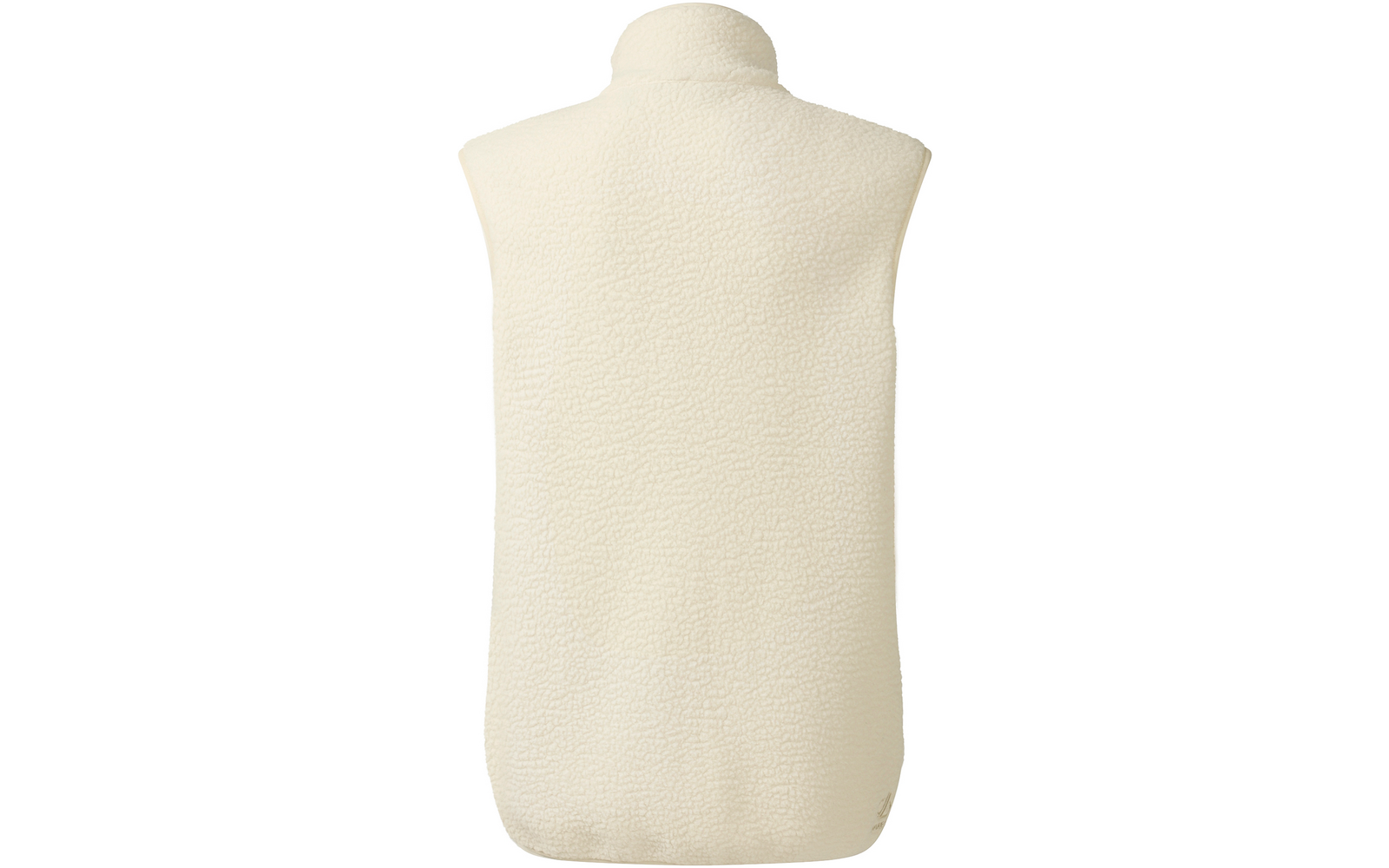 Vue de dos d'une veste sans manches en polaire crème avec col montant