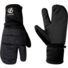 Schwarze Handschuhe mit zwei Fingern zusammen und drei getrennt, Front- und Rückansicht