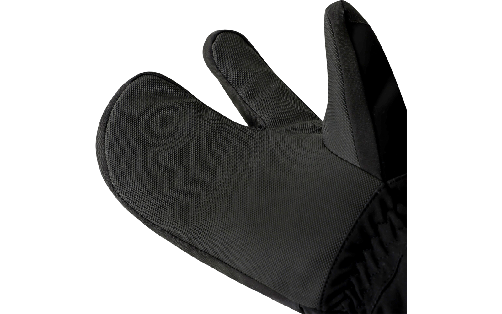 Eine schwarze Ofenhandschuh mit Daumen