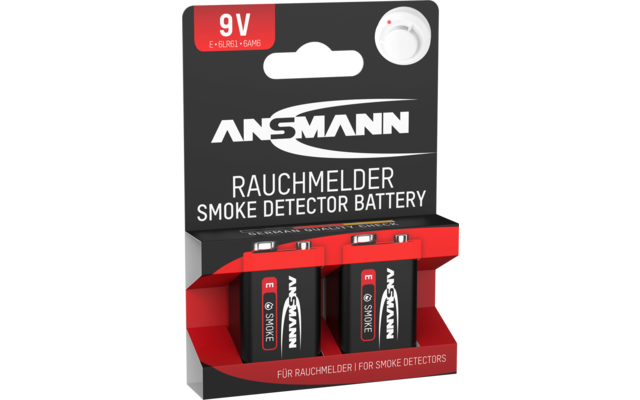 Ansmann alkaline E blok rookmelderbatterij 9V 2 stuks