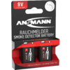 Ansmann Alkaline E Block Smoke Detector batteria 9V 2 pezzi