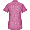Rückenansicht einer pinken kurzärmeligen Bluse mit kleinem weißen Blumenmuster