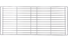 Ein rechteckiges, metallisches Grillrost mit parallelen Streben