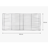 Rectangular wire grid with horizontal and vertical wires; horizontal arrow with measurement '54,5 cm' below, vertical arrow with measurement '23,5 cm' at right; white background