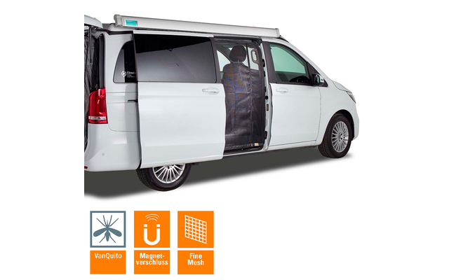 Mosquito net VanQuito MB V-Class 2014/ Vito/Marco Polo with magnetic zip sliding door fine mesh