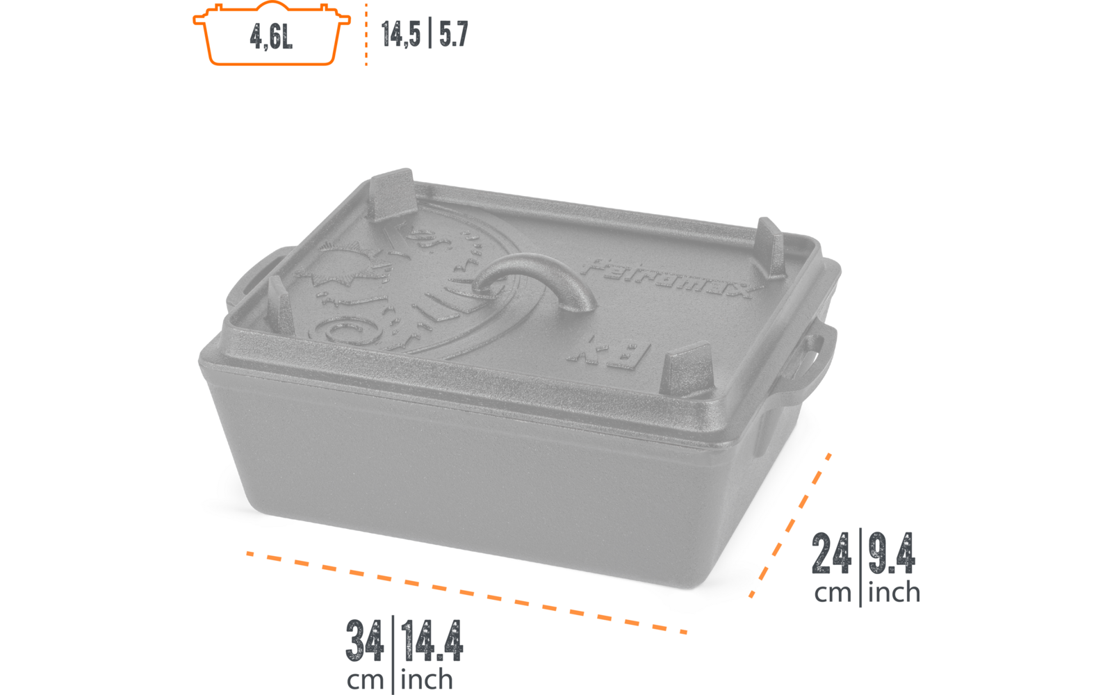 Produktbild Petromax K4 Gusseisen Kastenform mit Deckel 1